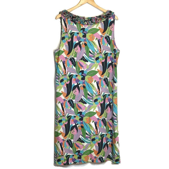 Boden Tropical Floral Print Ruffle Scoop Neck Sleeveless Midi Long Dress Size 18 - Picture 4 of 10